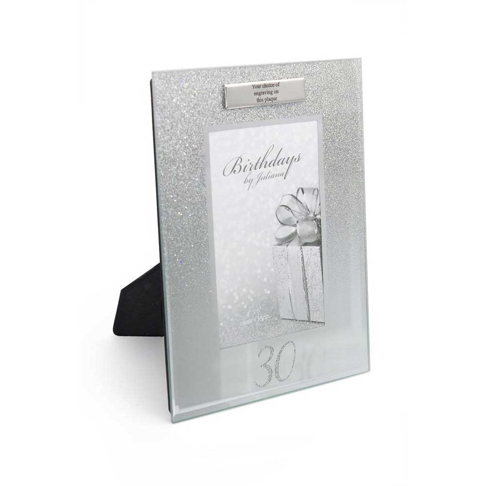 Personalised 30th Birthday Photo Frame Silver Glitter Gift ...
