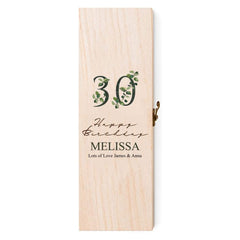 Personalised 30th Birthday Wine or Champagne Box Gift With Leaf Design