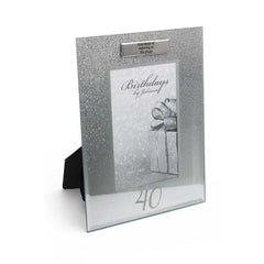 Personalised 40th Birthday Photo Frame Silver Glitter Gift