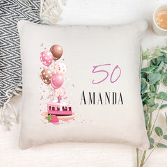 Personalised 50th Birthday For Her Cushion Gift