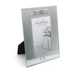 Personalised 60th Birthday Photo Frame Silver Glitter Gift