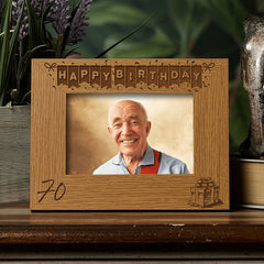 Personalised 70th Birthday Photo Frame Gift with Balloons Landscape