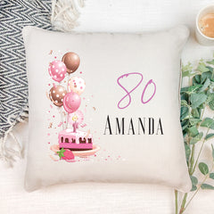 Personalised 80th Birthday For Her Cushion Gift