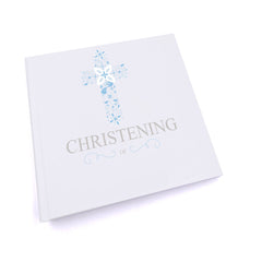 Personalised Christening Blue Ornate Cross Design Photo Album