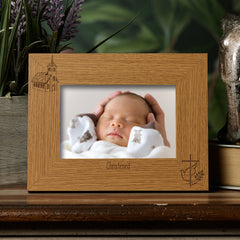 Personalised Christening Photo Frame Gift with Church and Cross