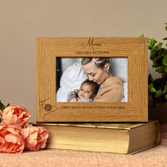 Personalised Engraved Mums are Like Buttons Photo Frame Gift, from son or daughter