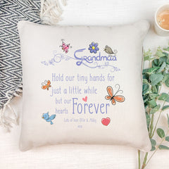 Personalised Grandma Hold Our Hands Cushion Gift