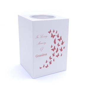 Personalised Grandma In Loving Memory Butterflies Tea Light Holder