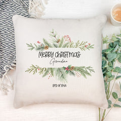 Personalised Grandma Merry Christmas Cushion Gift