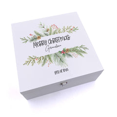 ukgiftstoreonline Personalised Grandma Merry Christmas Keepsake Wooden Box
