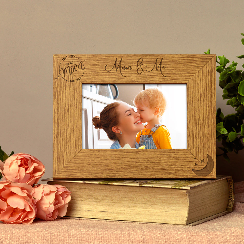 Personalised Mum and Me Oak Wood Finish Photo Frame Gift
