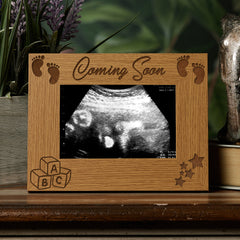 Personalised Pregnancy Announcement Wooden Baby Scan Photo Frame Gift