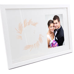 Personalised Wedding Feather Design Photo Frame