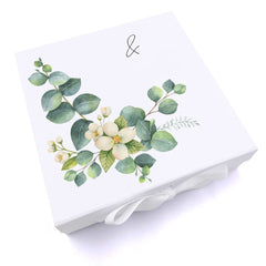 ukgiftstoreonline Personalised Wedding Keepsake Memory Box Gift Eucalyptus Design