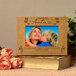Personalised Wonderful Auntie Engraved Wooden Photo Frame Gift