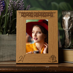 Personalised 21st Birthday Photo Frame Gift with Balloons Portrait
