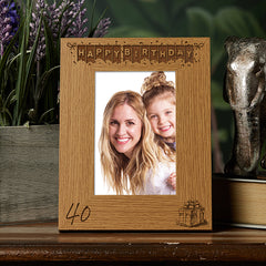Personalised 40th Birthday Photo Frame Gift with Balloons Portrait