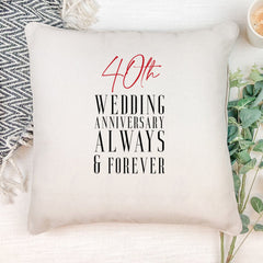 Personalised 40th Wedding Anniversary Cushion Gift