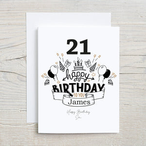 Personalised Any Age Happy Birthday Gift Card