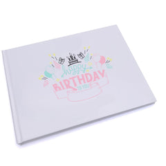 Personalised Any Age Happy Birthday Lined Guest Book Hard Cover 80 Pages
