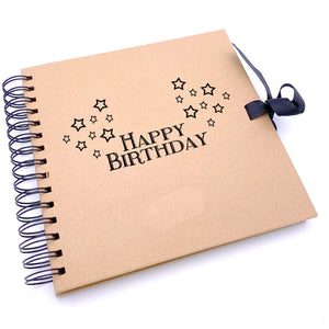 Personalised Any Age Happy Birthday Star Design Brown Scrapbook Photo Album