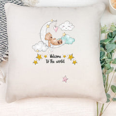 Personalised Baby Cushion Gift Welcome to the world