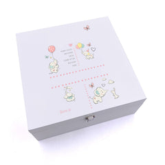 ukgiftstoreonline Personalised Baby Girl Elephants Design Keepsake Wooden Box