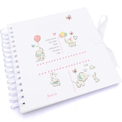 Personalised Baby Girl Elephants Design Scrapbook Photo Album