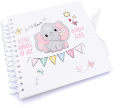 Personalised Baby Girl Scrapbook Photo Album Or Guest Book with Elephant