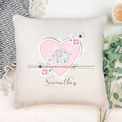 Personalised Baby Shower Heart Design Cushion Gift