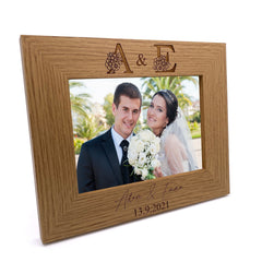 Personalised Beautiful Floral Wedding Photo Frame gift Landscape