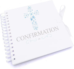 Personalised Confirmation Blue Ornate Cross Design Scrapbook Photo Album