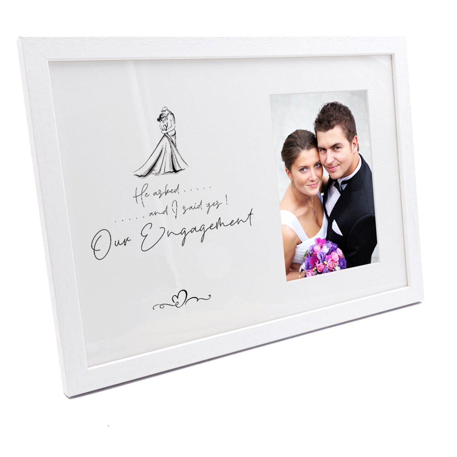 Personalised He Asked I Said Yes Our Engagement Photo Frame