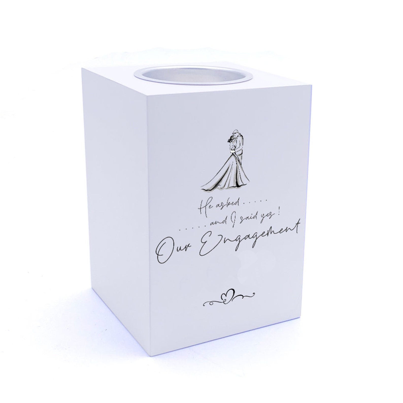 Personalised He Asked I Said Yes Our Engagement Tea Light Holder