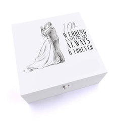 ukgiftstoreonline Personalised Luxury Wooden 10th Wedding Anniversary Keepsake Box