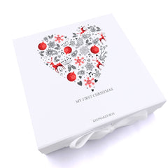 ukgiftstoreonline Personalised My First Christmas Heart Design Keepsake Memory Box