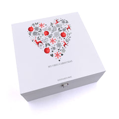 ukgiftstoreonline Personalised My First Christmas Heart Design Keepsake Wooden Box