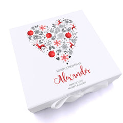 ukgiftstoreonline Personalised Merry Christmas Heart Design Keepsake Memory Box
