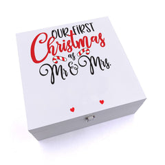 ukgiftstoreonline Personalised Mr and Mrs Our First Christmas Keepsake Wooden Box