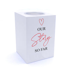 Personalised Our Story So Far Wedding Anniversary Tea Light Holder
