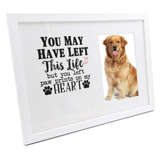 Personalised You left paw prints on my hearts photo frame