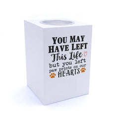 Personalised You left paw prints on our hearts Tea Light Holder