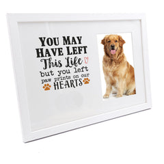 Personalised You left paw prints on our hearts photo frame