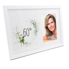 Personalised 60th Birthday Photo Frame Gift With Botanical Design