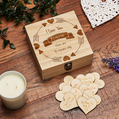 10 Reasons why I Love You Wooden Box and Hearts Gift Personalised