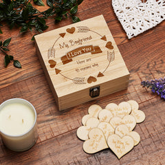 Boyfriend Gift 10 Reasons why I Love You Wooden Box and Hearts