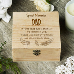 Dad In Loving Memory Engraved Wooden Keepsake Box Gift