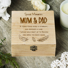  Mum and Dad In Loving Memory Engraved Wooden Keepsake Box Gift - ukgiftstoreonline