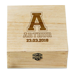 ukgiftstoreonline Engraved Wooden Name and Alphabet Keepsake Box or Photo Box Gift