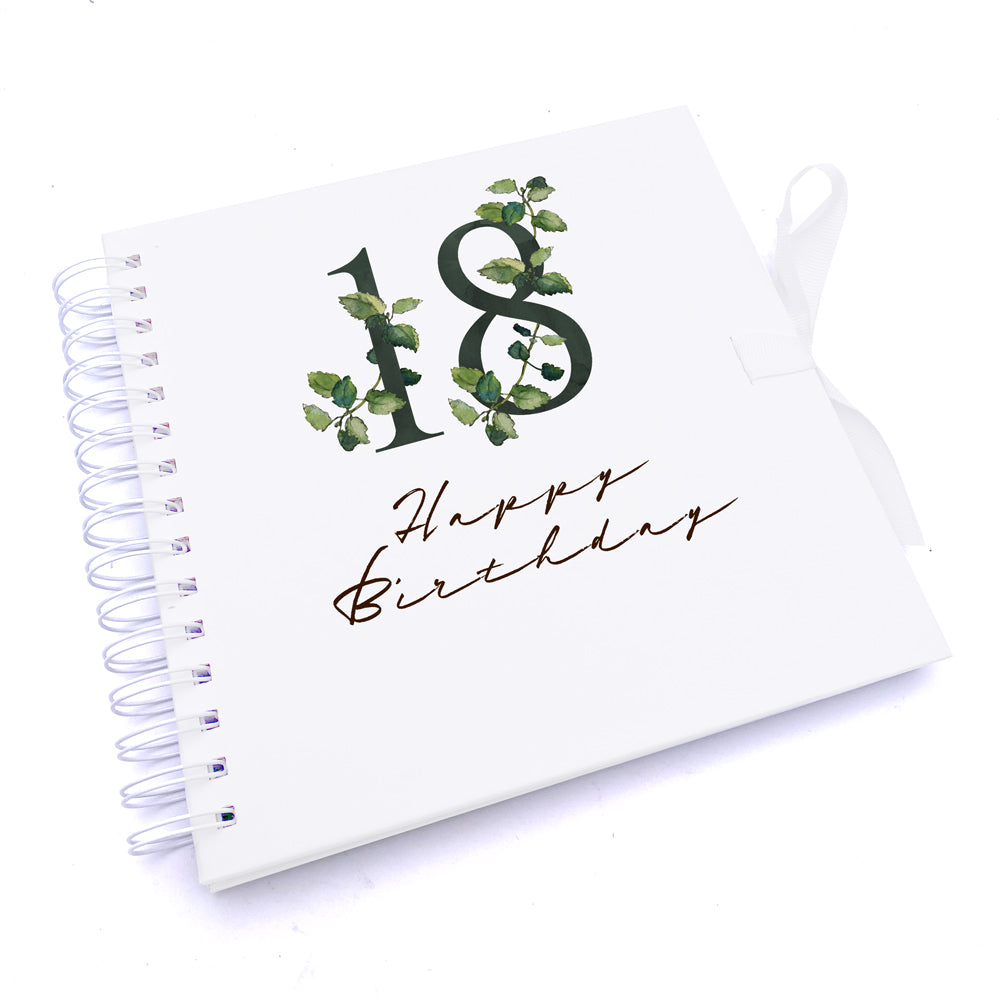 Personalised 18th Birthday Green Leaf Design Gift Scrapbook Photo Album